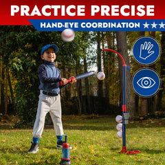 TOMLEON grow-with-me concept promotes progression from tee to active batting.