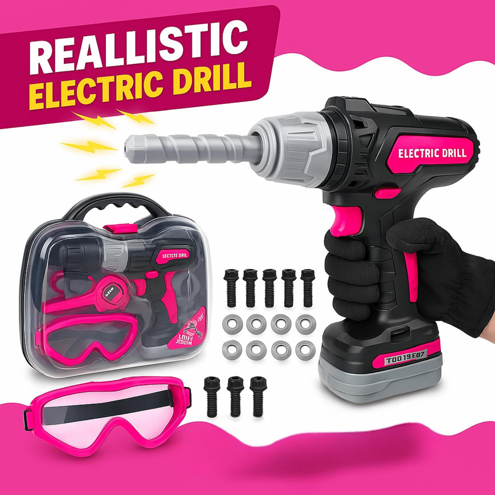 TOMLEON battery-operated drill with bits enables realistic pretend building experiences.