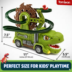 TOMLEON Dinosaur Truck lights and sounds with mute mode for quiet play.