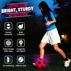 TOMLEON Glow Soccer Ball includes pump and batteries for quick setup