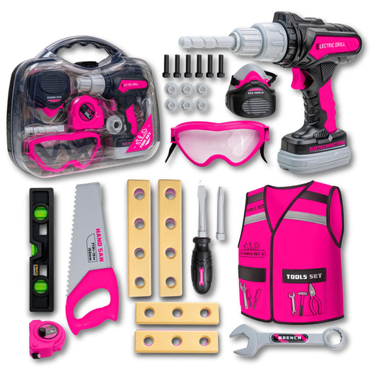 TOMLEON kids tool set with carrying case boosts imaginative play and easy storage.