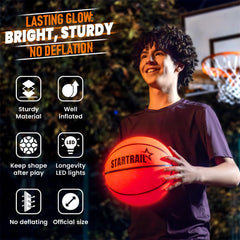 TOMLEON light-up basketball accessible battery compartment for quick changes
