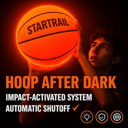 TOMLEON light-up basketball night-play in action