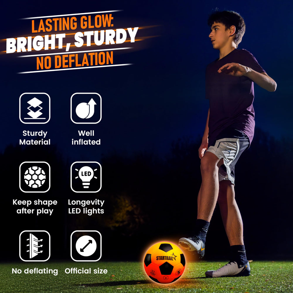 Tomleon Light Up Soccer Ball includes batteries and pump for quick setup.
