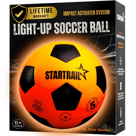 Tomleon Light Up Soccer Ball glows in the dark for vivid nighttime play.