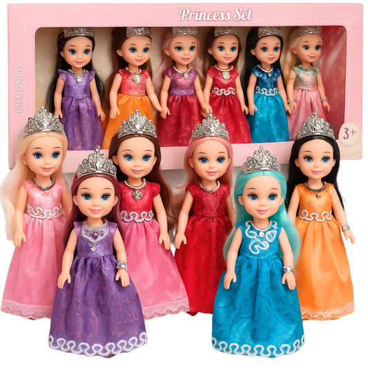 Tomleon Princess Dolls Playset with gowns and crowns inspires imaginative pretend play