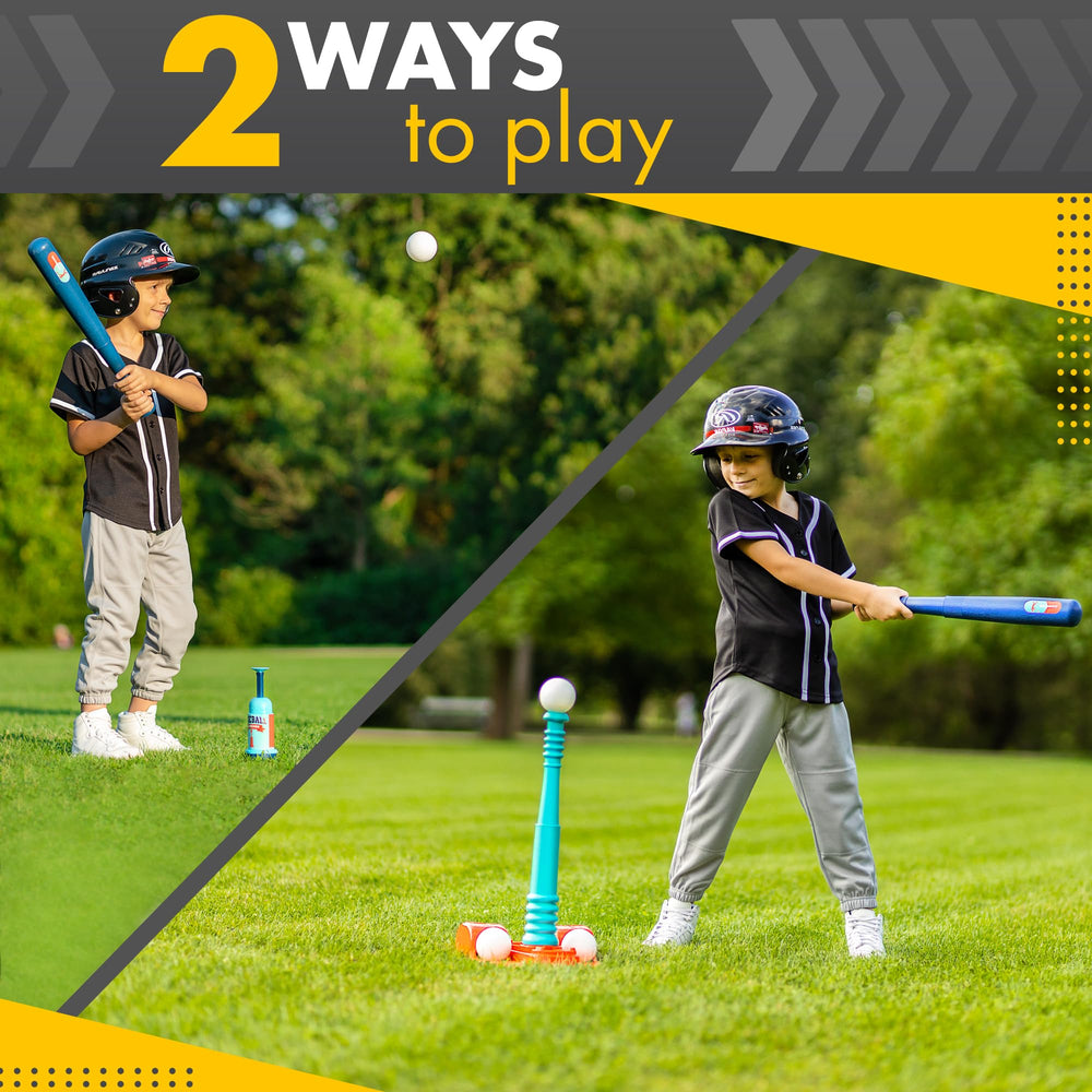 TOMLEON easy-to-use bat pairs with the tee for quick practice setups.