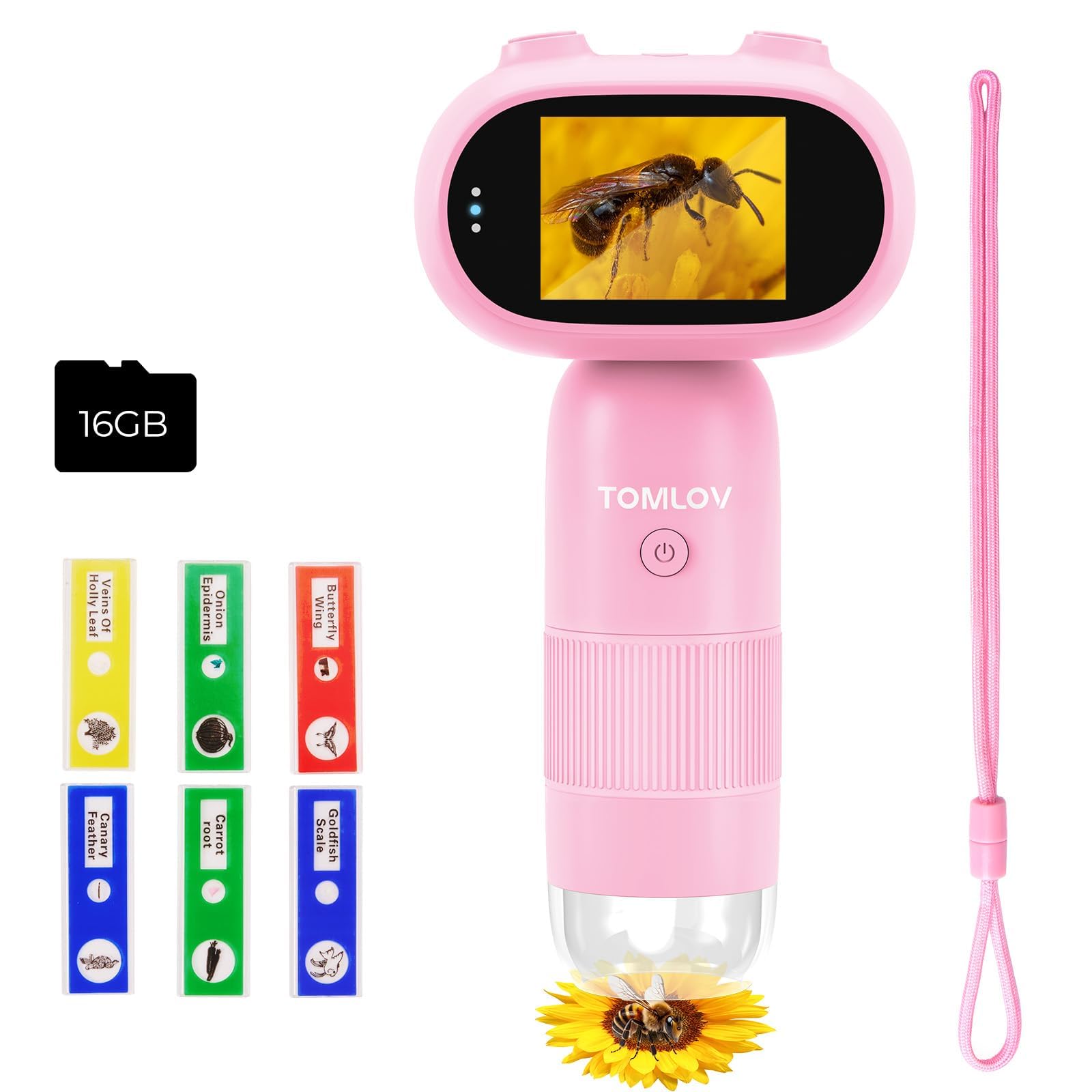 Tomlov P30 pocket microscope with 16MP camera for crisp on-the-go discoveries.