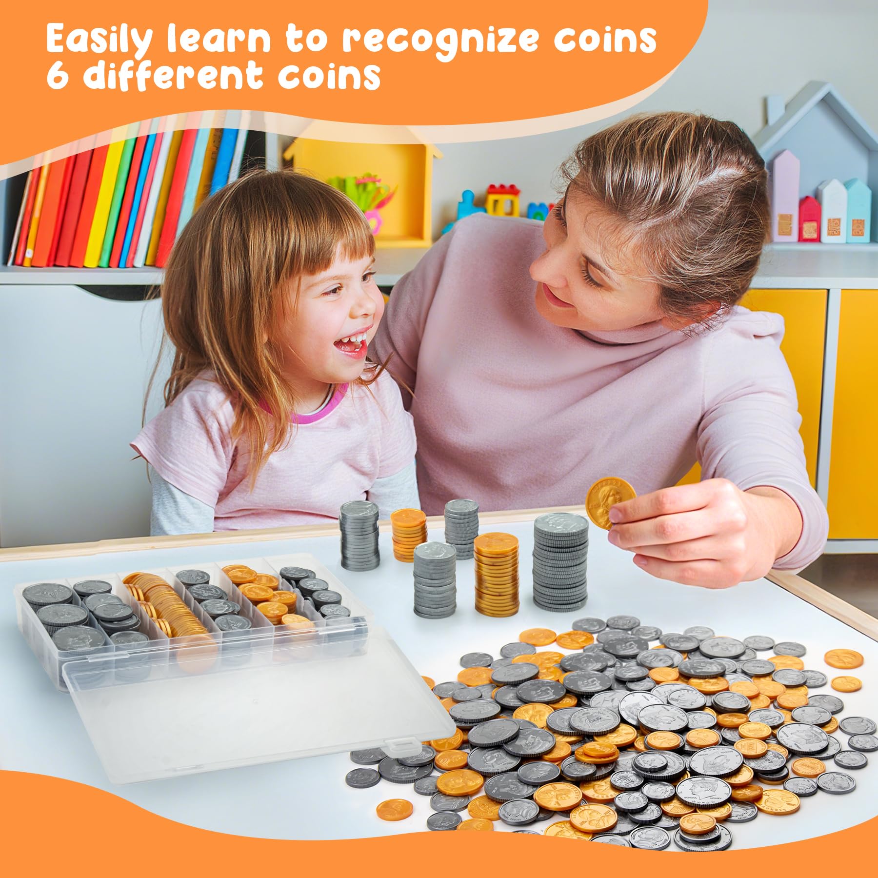 TommyHome educational play money helps kids learn coin values.