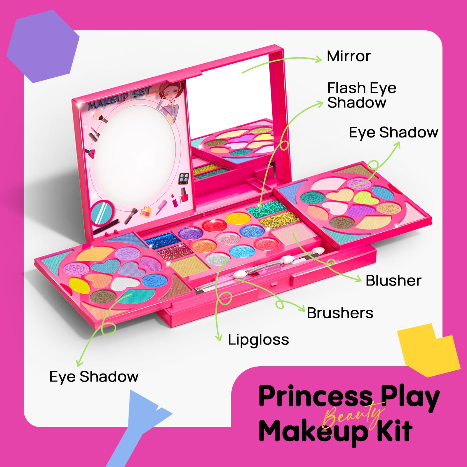 Tomons brushes included help little ones practice precise, gentle application.