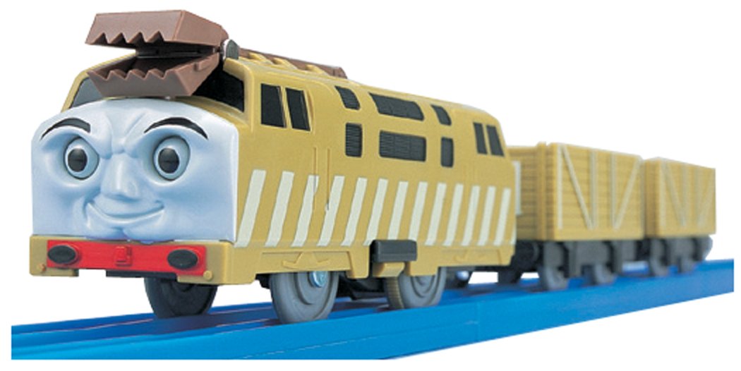 Tomy Plarail Diesel 10 power car with detachable freight cars for imaginative play.