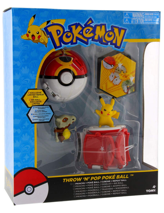 TOMY Pokemon Throw 'N' Pop Pikachu Pokeball ready for quick-access battles.