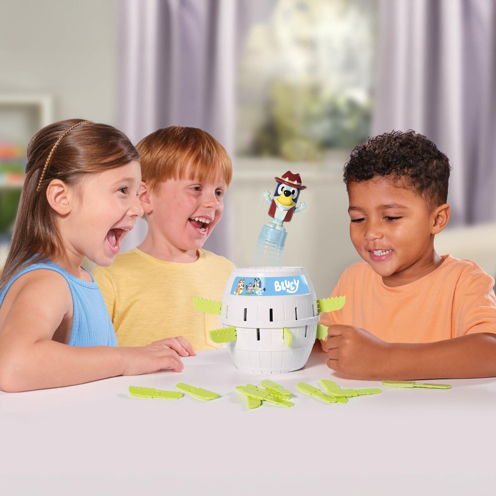 TOMY Pop Up Bluey sticks close-up in bright colors for play variety.