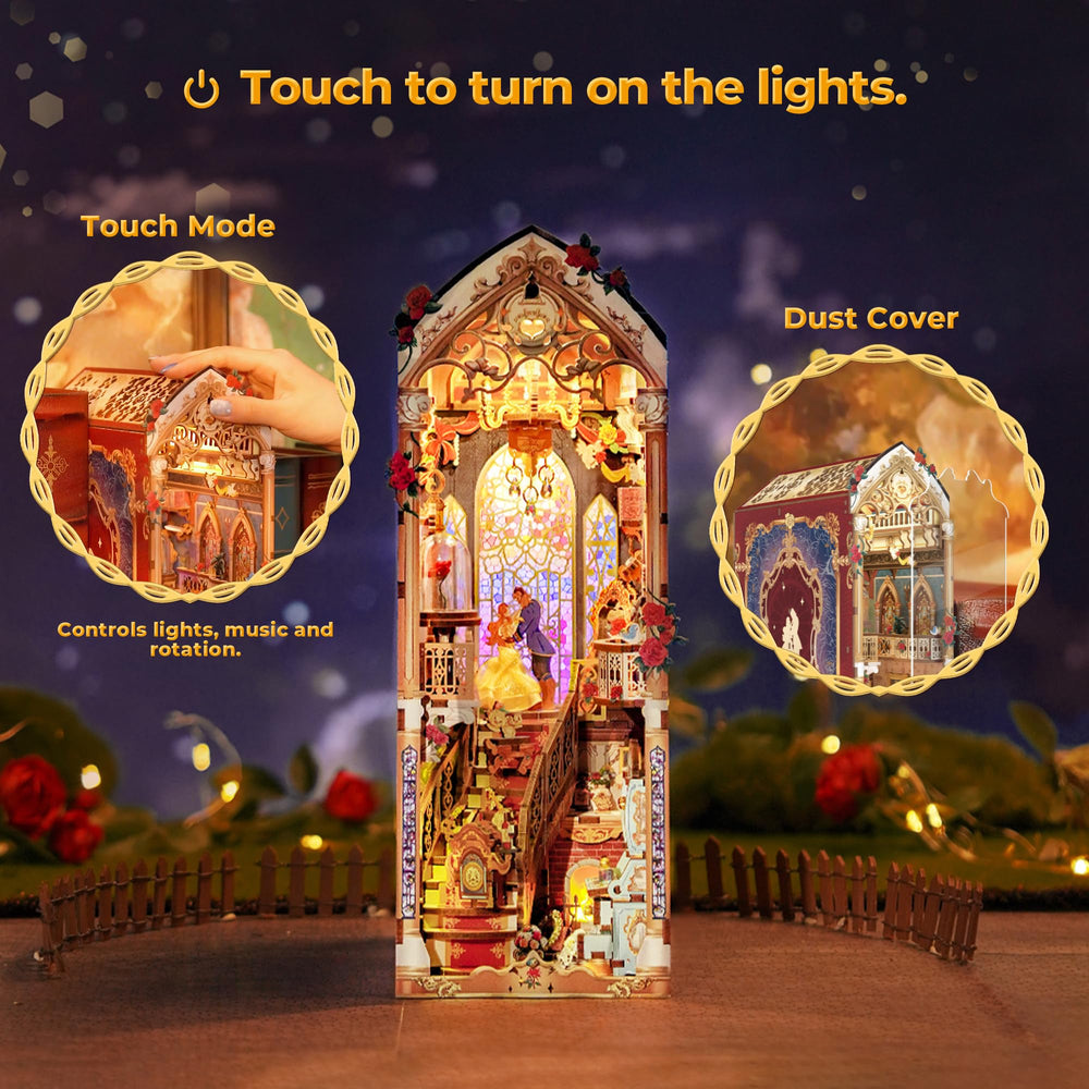 Tonecheer Beast and Beauty Book Nook assembly guide supports beginners through 3–5 hours.