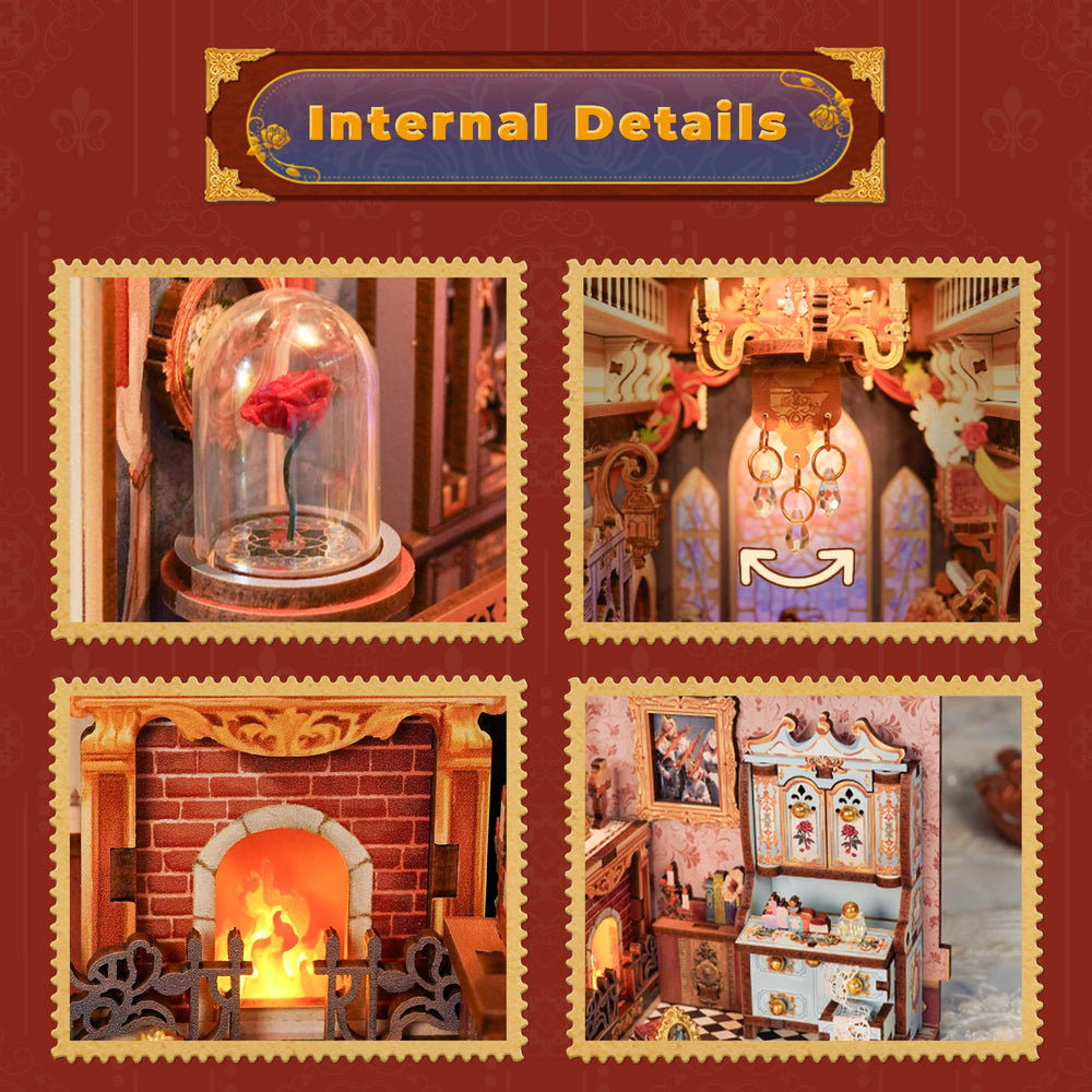 Tonecheer Beast and Beauty Book Nook features a delightful miniature duo.