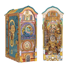 Tonecheer Clock Tower Kit shelf display enhances a cozy room corner.