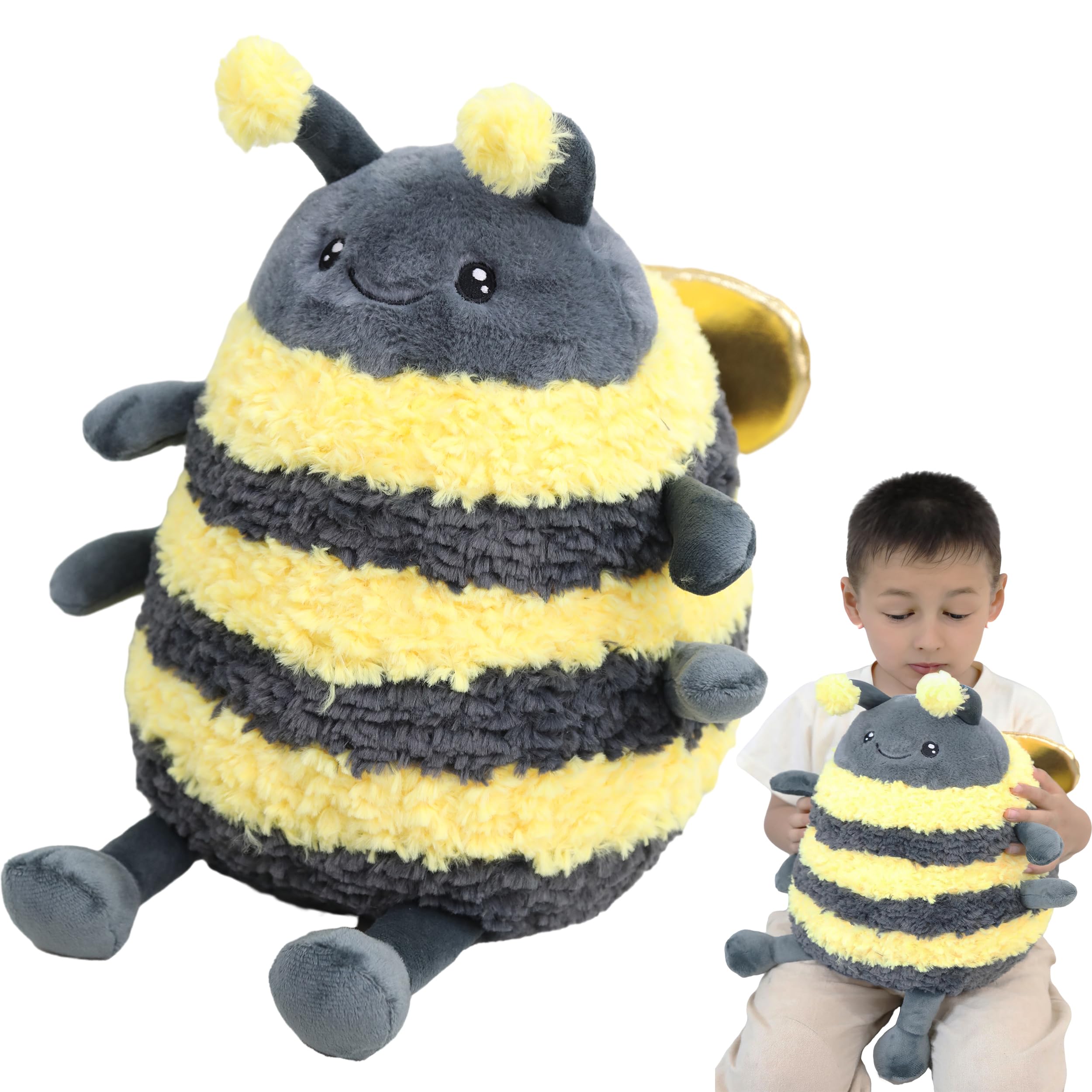TONGSONG 12-inch fuzzy bumblebee plush, cozy cuddle buddy for evenings.