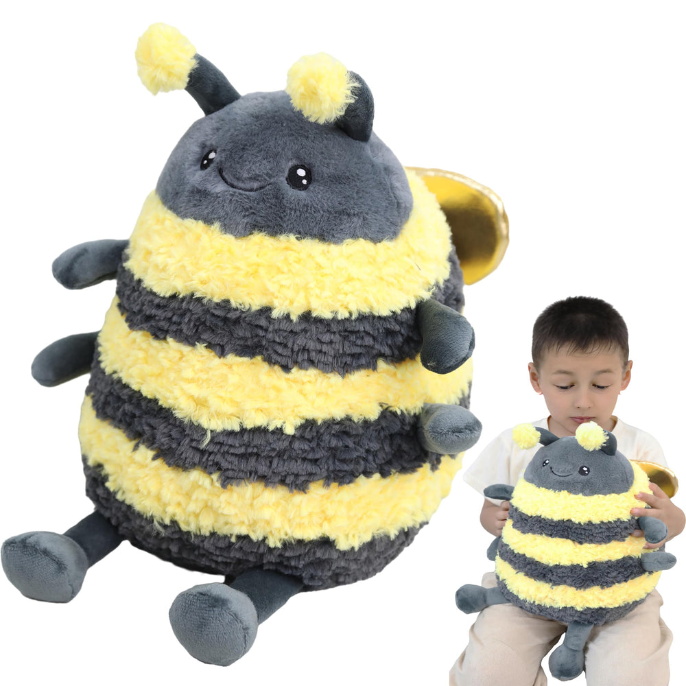 TONGSONG 12-inch fuzzy bumblebee plush, cozy cuddle buddy for evenings.