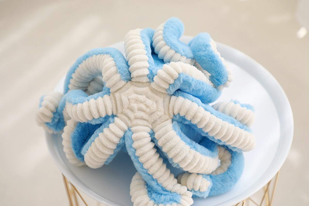 TONGSONG blue octopus plush close up eyes for a friendly look