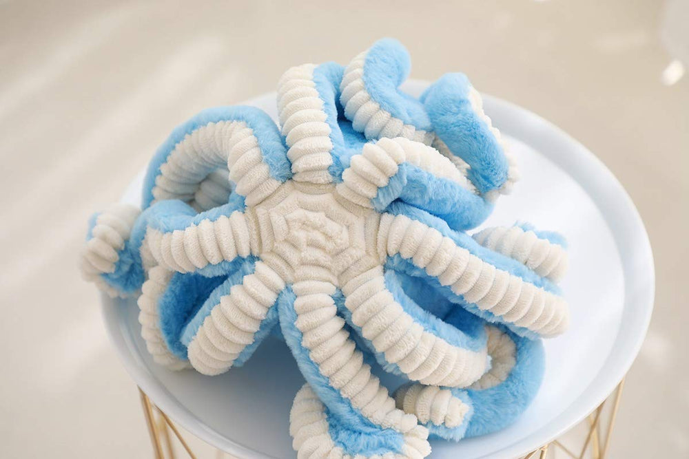 TONGSONG blue octopus plush close up eyes for a friendly look