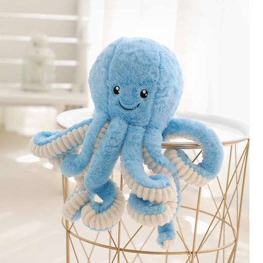 TONGSONG blue octopus plush 15.7 inch side angle for cuddling