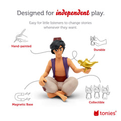 Tonies Aladdin story audio close-up, kid-friendly journey in under 30 minutes.