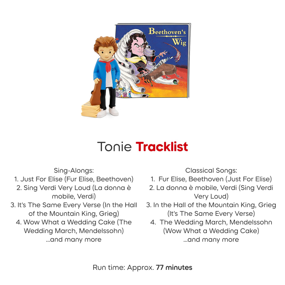 Tonies Beethoven's Wig 77-min-runtime highlights extended listening sessions.