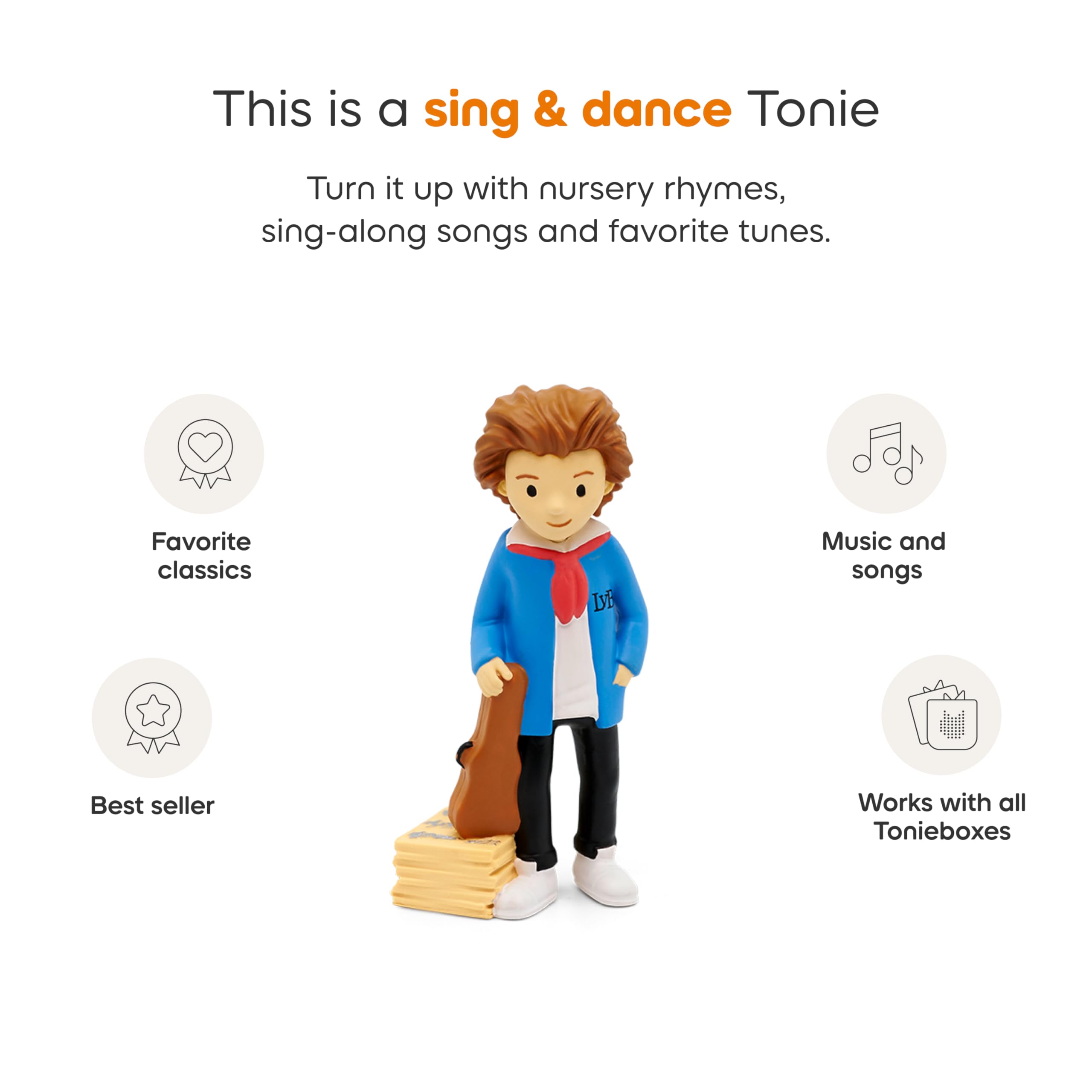 Tonies Beethoven's Wig toy-character boosts storytelling during playtime.