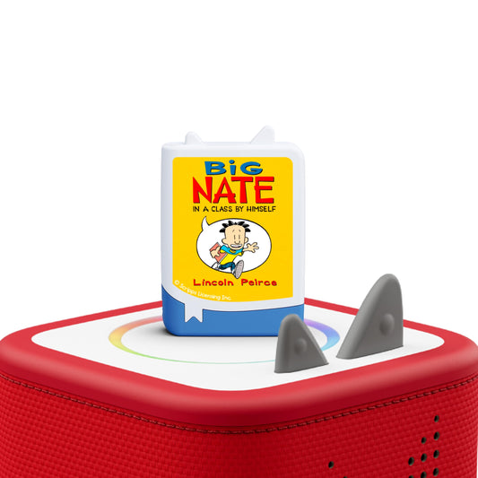 Tonies Big Nate set packaging showing four unabridged titles for kids' daily listening.