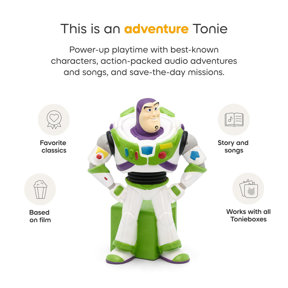 Tonies Buzz Lightyear Toy Story 2 with Toniebox demonstrates easy audio setup.