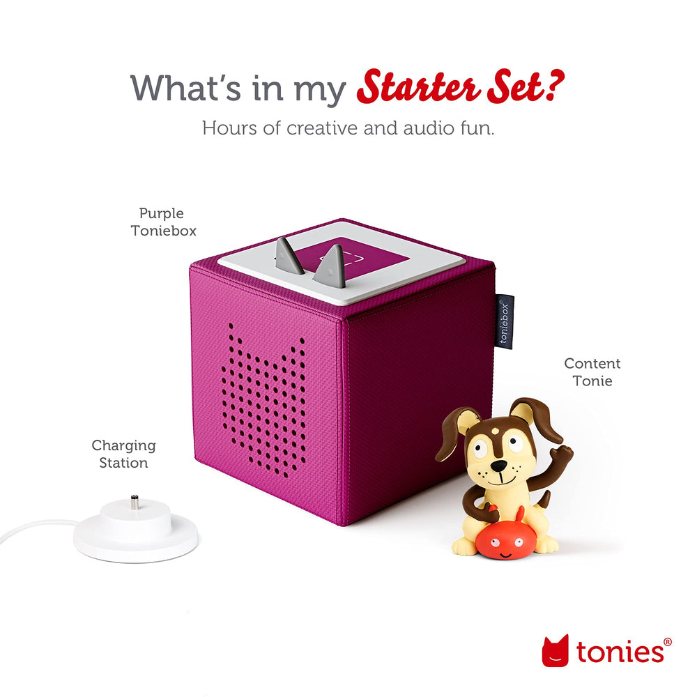 Child using Toniebox during quiet reading time with Puppy Tonie.