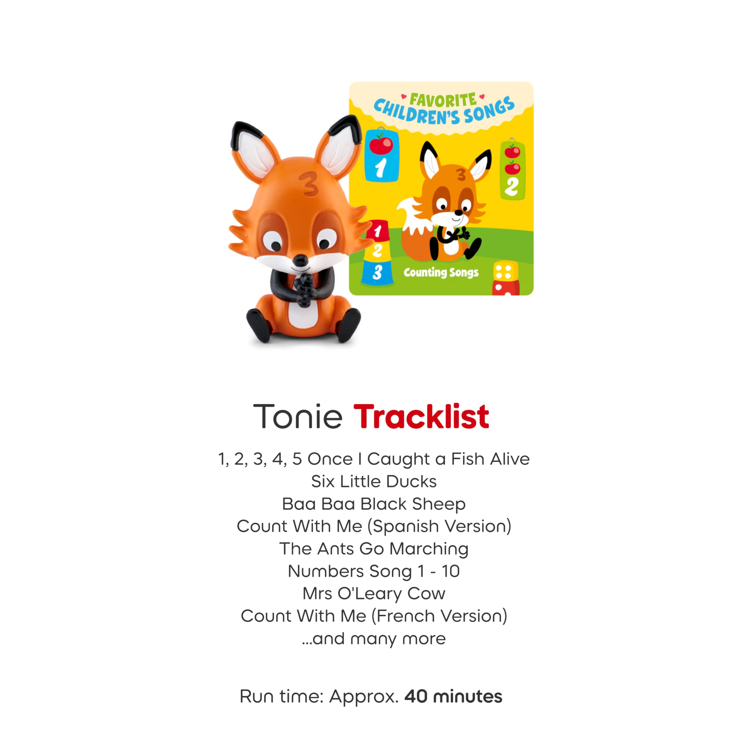 Tonies Counting Songs display offers kid-friendly visuals and early numeracy cues.