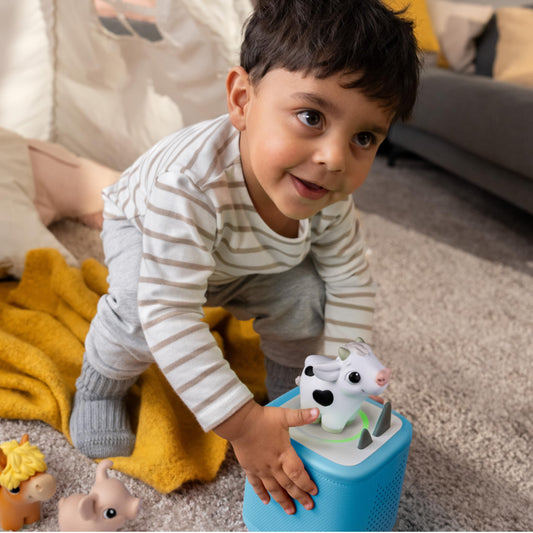 Soft Cow Tonie accessory, great for tactile animal stories.