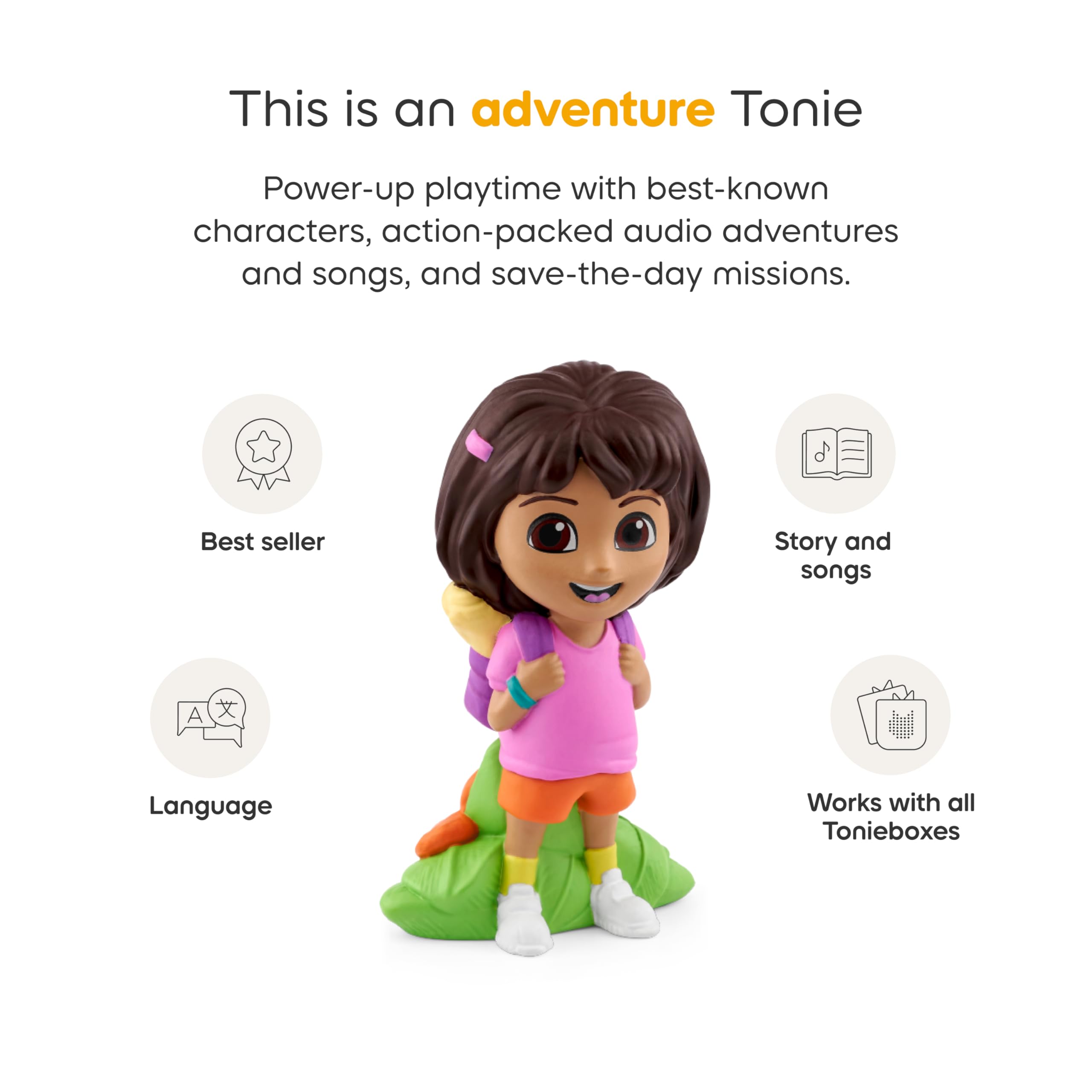 Tonies Dora guayabera for Tico scene showcases fun bilingual stories.