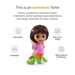 Tonies Dora guayabera for Tico scene showcases fun bilingual stories.