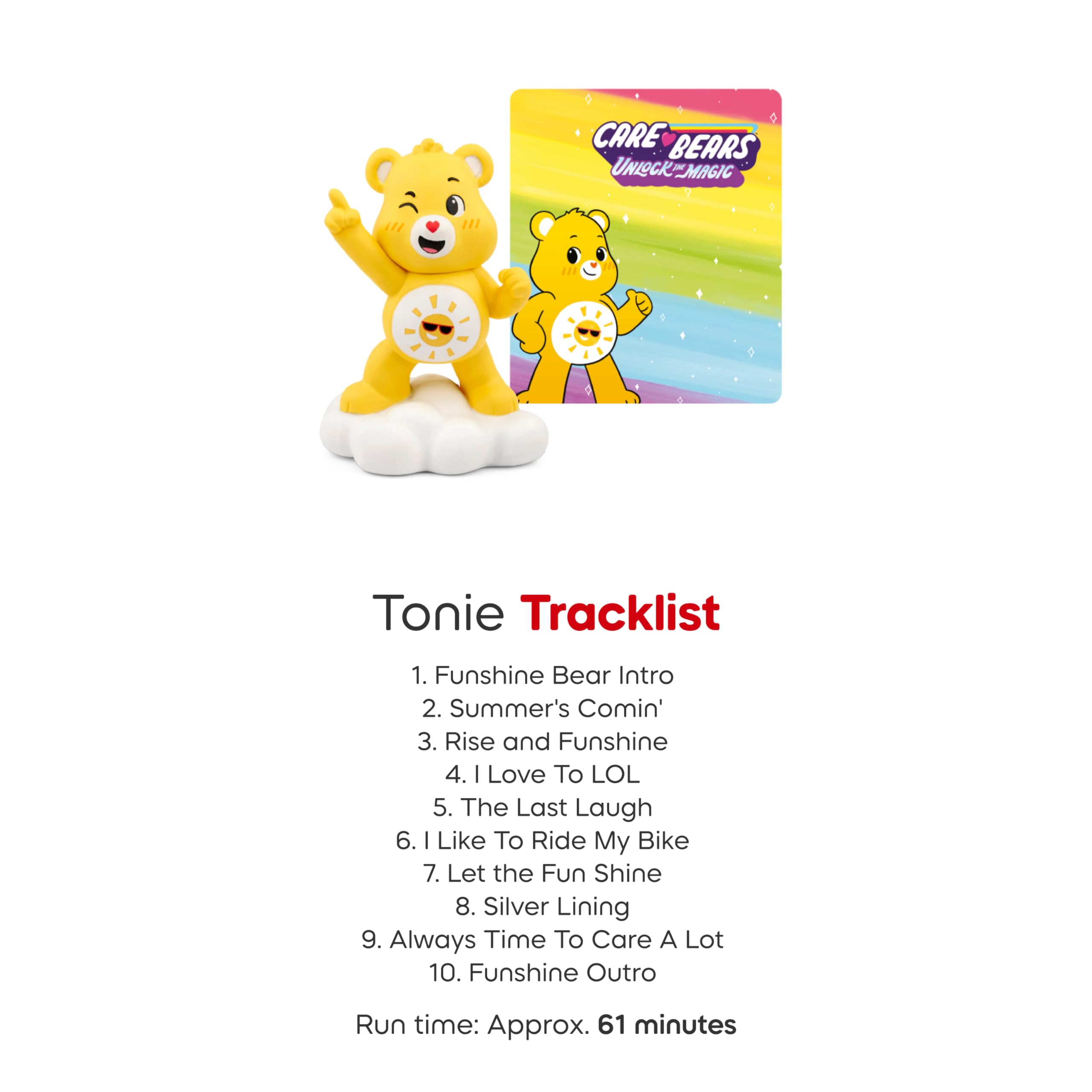 Tonies Funshine Bear packaging art with bright Care Bears branding.