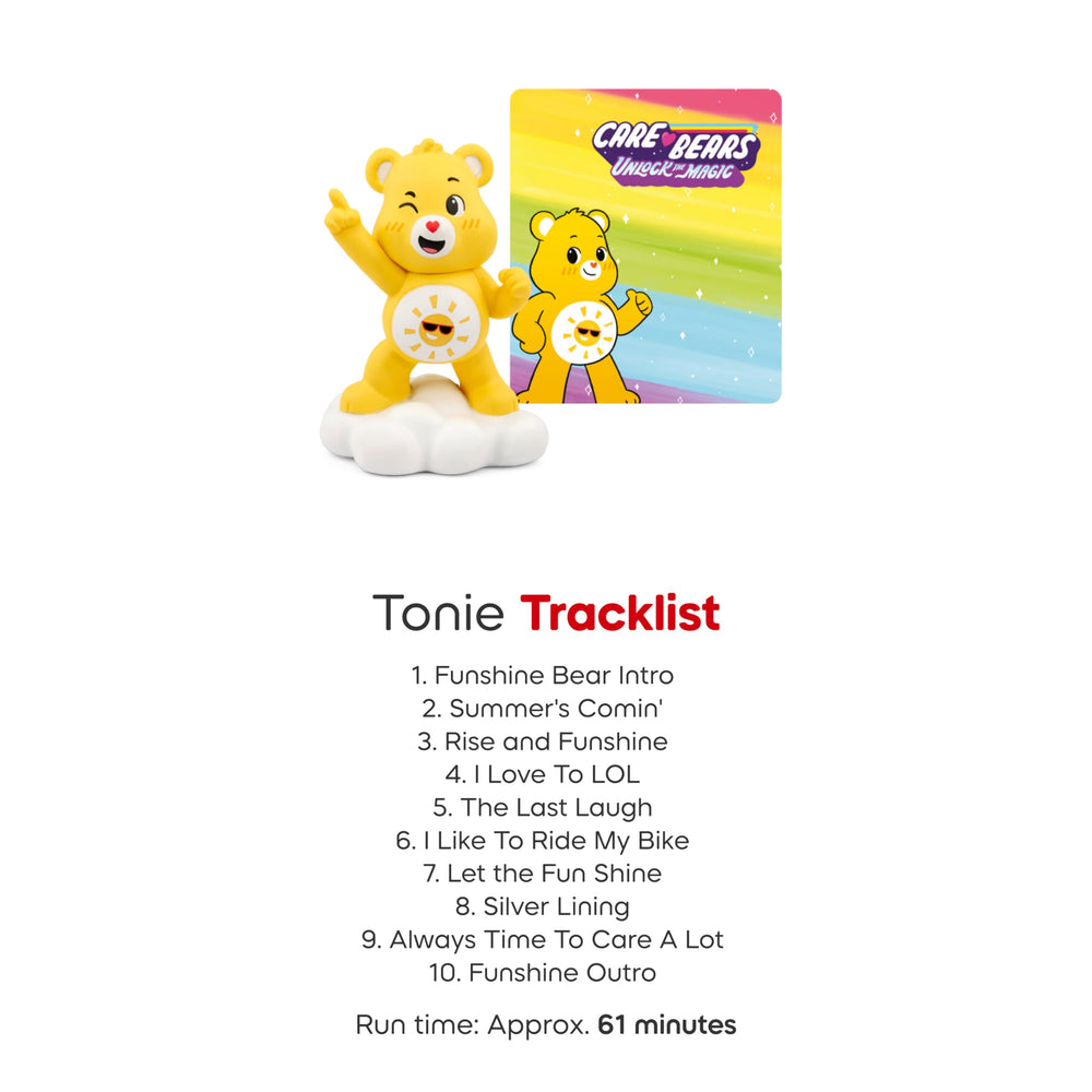 Tonies Funshine Bear packaging art with bright Care Bears branding.