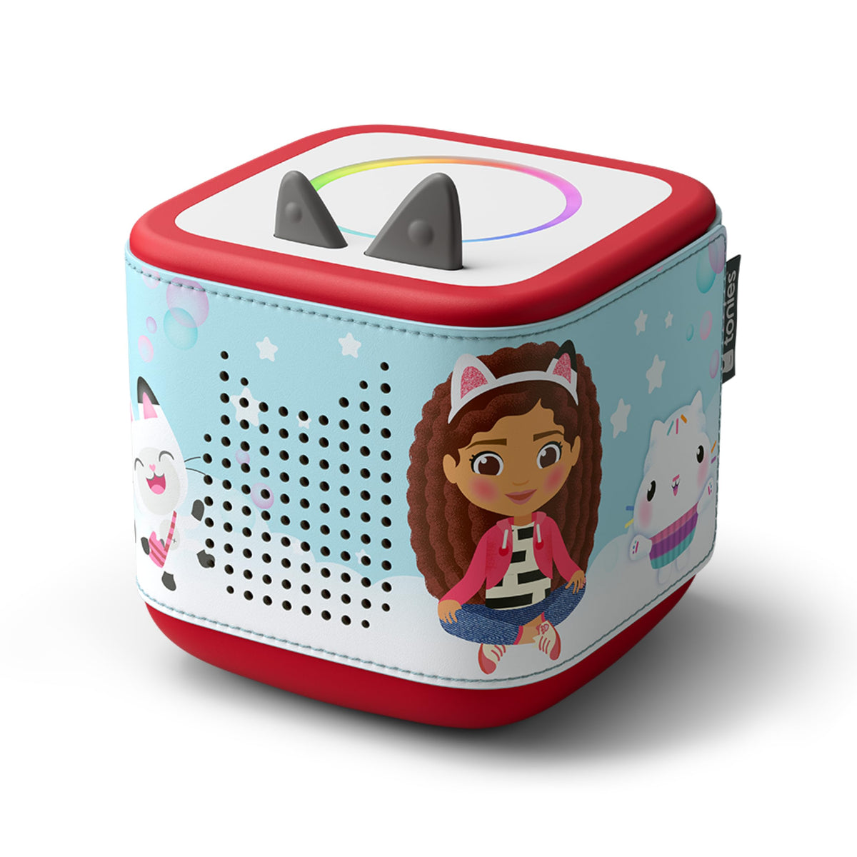 Tonies Gabby's Dollhouse sleeve fits Toniebox 2, adds personality, and preserves sound clarity.