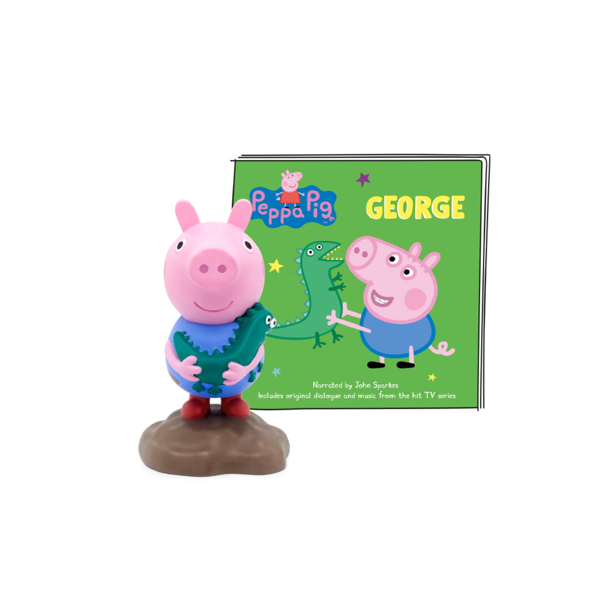 Tonies George audio toy figurine close-up showing the collectible character for playtime listening.