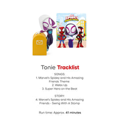 Tonies Ghost-Spider with drums visual supports rhythmic play and music-themed adventures.