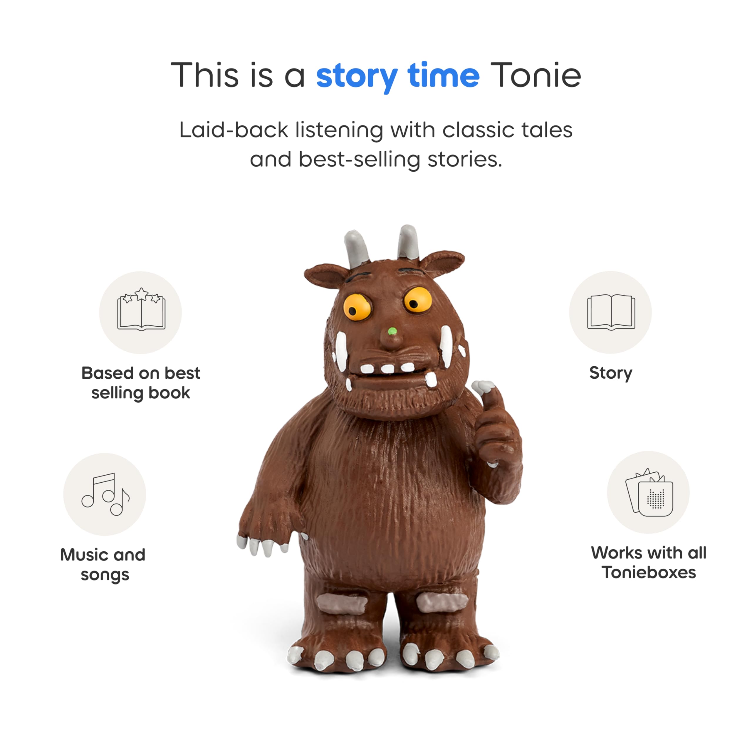 Tonies Gruffalo toy figure detail with child-friendly design.