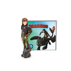 Tonies Hiccup figurine display with dragon friends for cooperative play.