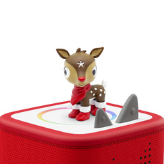 Tonies Holiday Songs Volume 2 packaging showing the deer character and setup.