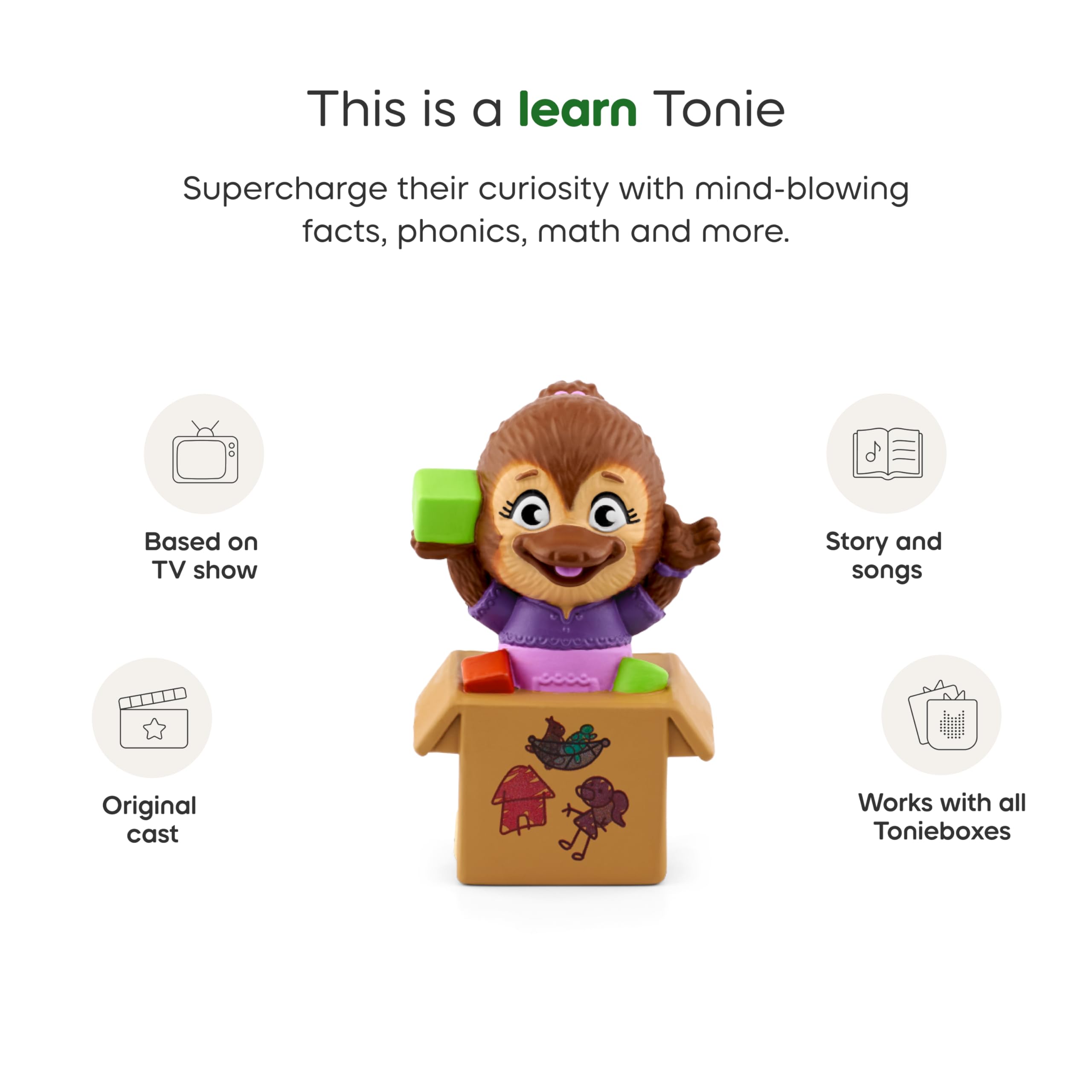 Tonies Jodi on Toniebox enabling seamless playback of songs and stories.