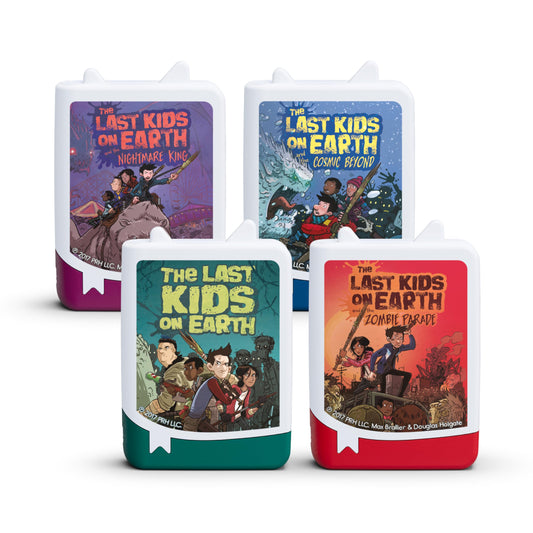 Tonies Last Kids on Earth four-pack cover art inviting adventurous listening for kids 8+.
