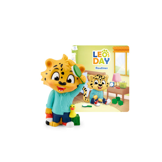 Tonies Leo's Day figurine ready for a morning routine with Leo the Leopard.