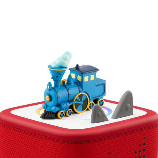 Tonies Little Engine That Could story list visible on the figurine for group reads