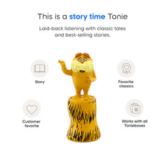 Tonies Lorax tracklist panel displaying seven stories and three songs.