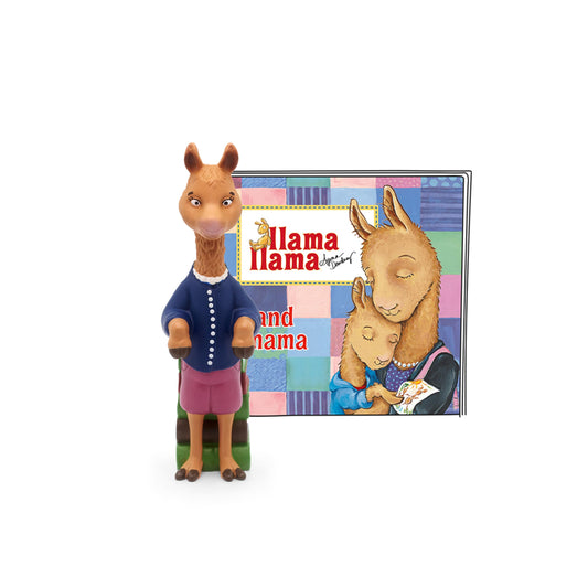 Tonies Mama Llama figurine displayed beside a Toniebox for engaging storytelling.
