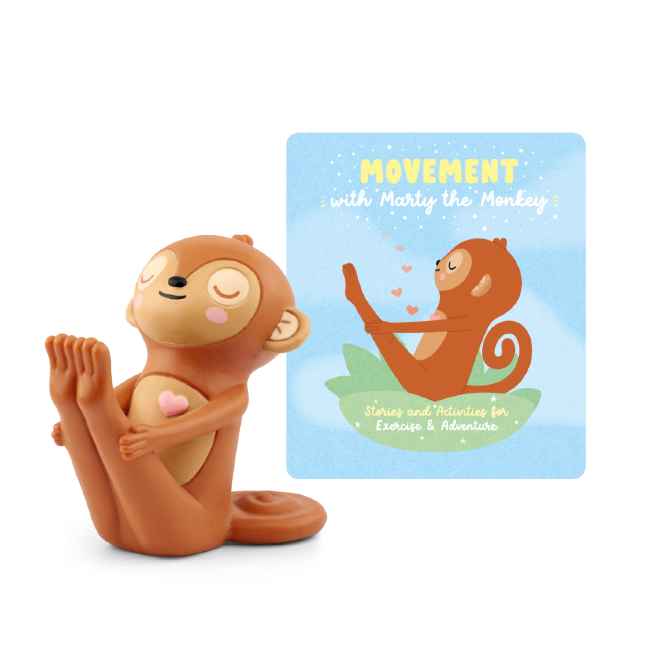 Tonies Marty Movement Monkey figure demonstrates Tree Trekking for active kids